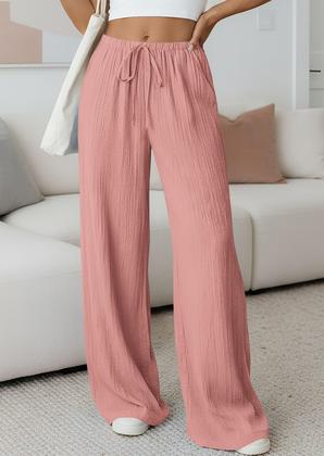 Imagem de Calças largas PRETTYGARDEN, verão 2026, cintura alta, rosa