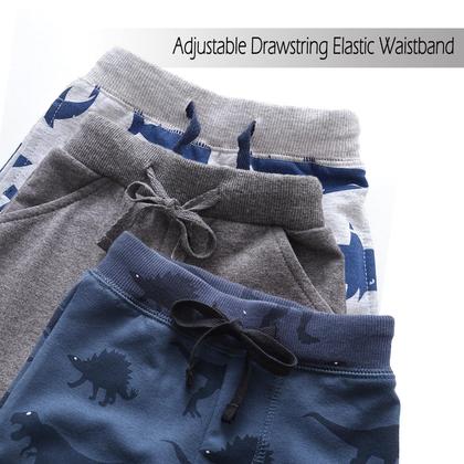 Imagem de Calças WAWLAUDP para meninos com cordão, elástico, algodão, pacote com 3 unidades
