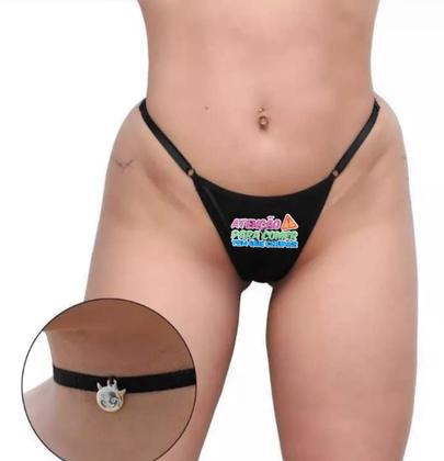 Imagem de Calcinha atrevida frase fio preta + gargantilha hotwhife