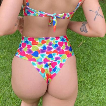 Imagem de Calcinha Avulsa Hot Pants Faixa Coração Colorido