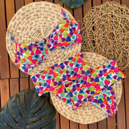 Imagem de Calcinha Avulsa Hot Pants Faixa Coração Colorido