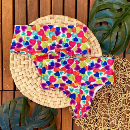 Imagem de Calcinha Avulsa Hot Pants Faixa Coração Colorido