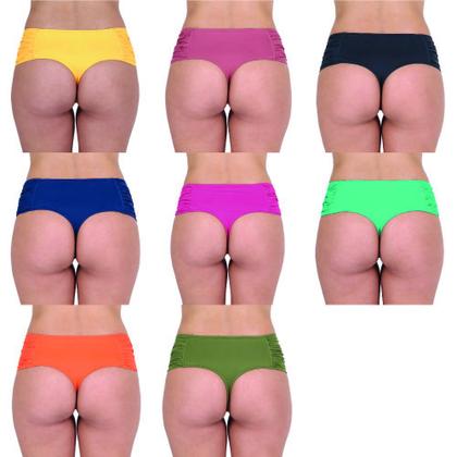 Imagem de Calcinha biquini fio dental cintura alta borboleta larga drapeada proteção UV+50