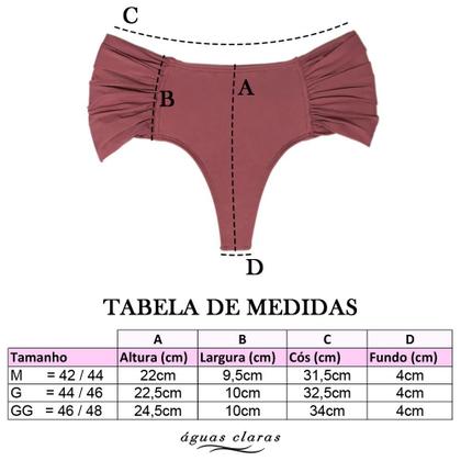 Imagem de Calcinha biquini fio dental cintura alta borboleta larga drapeada proteção UV+50