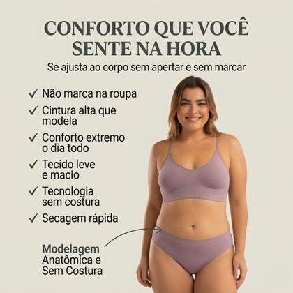 Imagem de Calcinha Cintura Alta Sem Costura She Respiravel Confortável