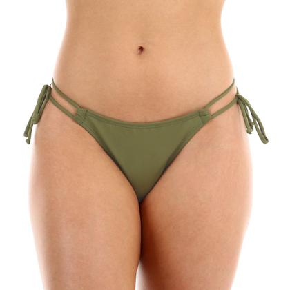 Imagem de Calcinha de biquíni avulsa de amarrar levanta bumbum fio dental tecido duplo moda praia feminina