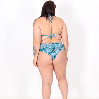 Imagem de Calcinha de Biquíni Plus Size Cintura Alta com Franzido Lateral Azul Nilo