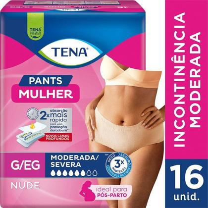 Imagem de Calcinha Descartável Roupa Íntima Tena Pants Mulher Nude G/EG 16 Unidades