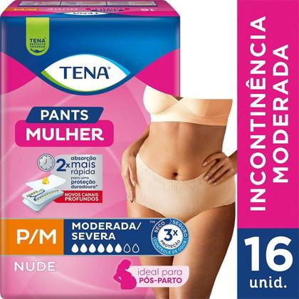 Imagem de Calcinha Descartável Roupa Íntima Tena Pants Mulher Nude P/M 16 Unidades