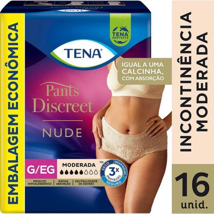Imagem de Calcinha Descartável Tena Pants Discreet Nude G/EG 16 Unidades