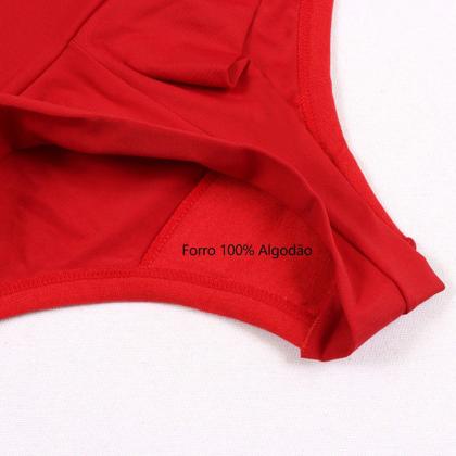 Imagem de Calcinha Feminina Cós Alto Fio Dental Pala Dupla Microfibra Redutora