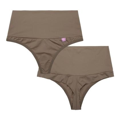 Imagem de Calcinha Feminina Cós Alto Fio Dental Pala Dupla Microfibra Redutora