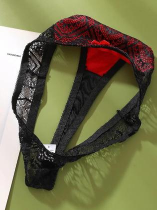 Imagem de Calcinha G-String Transparente Sexy Feminina Com Cintura Média-Baixa E Detalhes Em Cores
