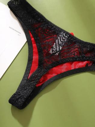 Imagem de Calcinha G-String Transparente Sexy Feminina Com Cintura Média-Baixa E Detalhes Em Cores