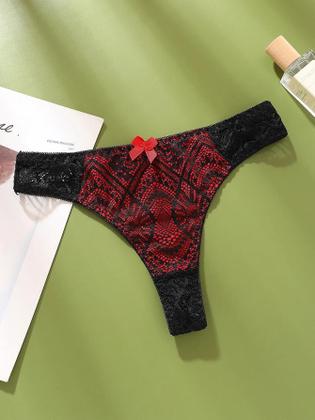 Imagem de Calcinha G-String Transparente Sexy Feminina Com Cintura Média-Baixa E Detalhes Em Cores