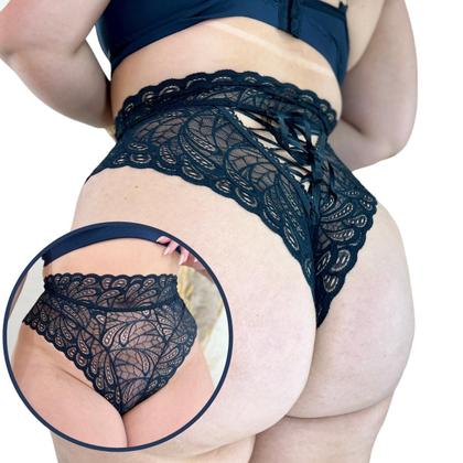 Imagem de Calcinha Plus Size Renda Sexy Luxo Hot Pants Cintura Alta