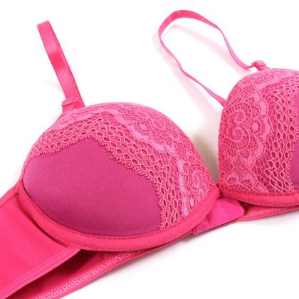 Imagem de Calcinha Sutiã Conjunto Liso Renda Bojo Microfibra Poliéster