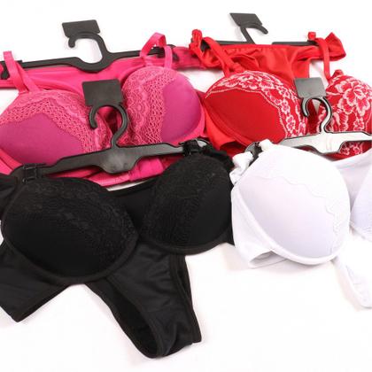 Imagem de Calcinha Sutiã Conjunto Liso Renda Bojo Microfibra Poliéster