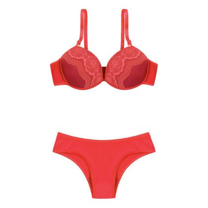 Imagem de Calcinha Sutiã Conjunto Liso Renda Bojo Microfibra Poliéster