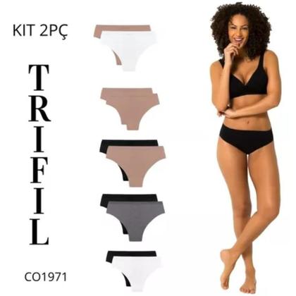 Imagem de Calcinha trifil af cintura alta kit com 2 co1971 microfibra sem costura