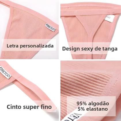 Imagem de Calcinhas De Algodão Femininas M-XL, Sexy, Estilo Biquíni, G-string De Baixa Cintura, Conjunto Com 3