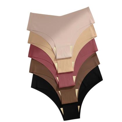 Imagem de Calcinhas Femininas De Cintura Baixa Sem Costura Em Cores Sólidas Pacote Com 5 Peças Roupas Íntimas