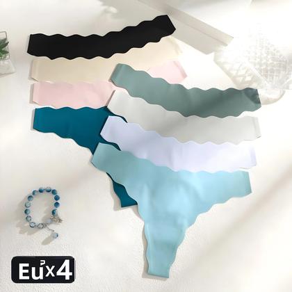 Imagem de Calcinhas Ultra Macias E Respiráveis De Baixa Cintura Sem Costura Para Mulheres 4 Peças G-String