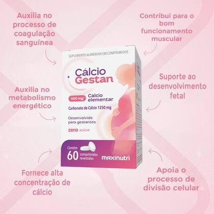 Calcio Gestan 500mg 60 Comprimidos - Maxinutri - Zinco - Magazine Luiza