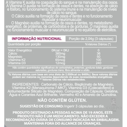 Imagem de Cálcio + Magnésio + Vitaminas K2 E D3 Com 90 Cápsulas Duom