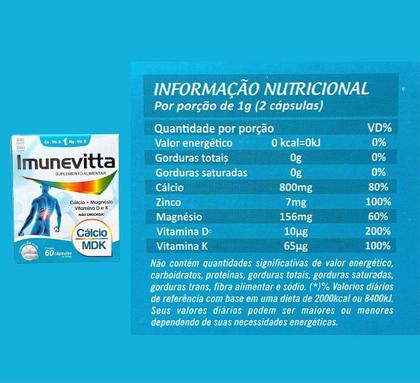 Imagem de Cálcio Mdk Magnésio Vitamina D K 60 Cápsulas - Imunevitta