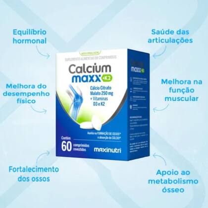Imagem de Calcium Maxx Suplemento com Cálcio, Vitamina D3 e K2 - Maxinutri