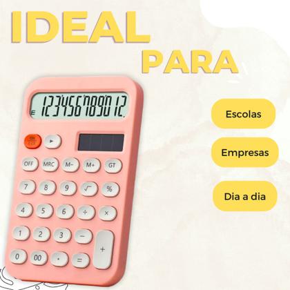 Imagem de Calculadora 12 Digitos Rosa Solar/Bateria Dexin KK968 Visor LCD