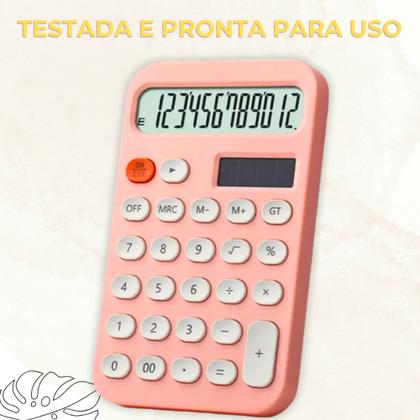 Imagem de Calculadora 12 Digitos Rosa Solar/Bateria Dexin KK968 Visor LCD