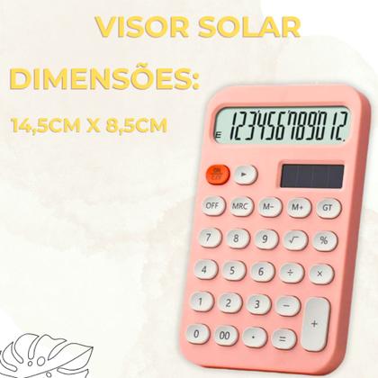 Imagem de Calculadora 12 Digitos Rosa Solar/Bateria Dexin KK968 Visor LCD