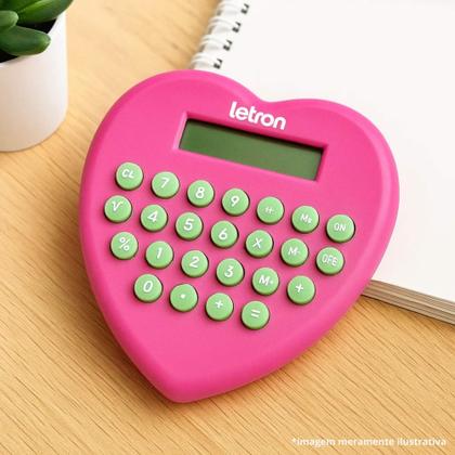 Imagem de Calculadora 8 Dígitos Coração Rosa Letron Leo&Leo Leonora - 99339