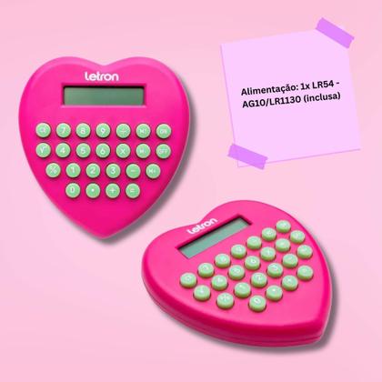 Imagem de Calculadora 8 Dígitos Coração Rosa Letron Leo&Leo Leonora - 99339