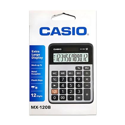 Imagem de Calculadora Básica de Mesa Casio MX120B Preta e Cinza Escritório Escolar Durabilidade Essencial
