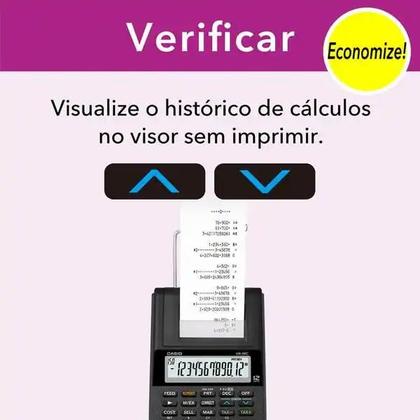 Imagem de Calculadora Bobina 12 Dígitos Hr8rc com Fonte Casio Impressora Loja Comércio Ticket Impressão de Nota