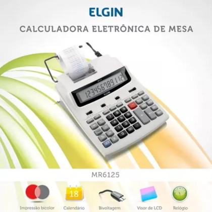 Imagem de Calculadora Bobina Elgin Mr 6125 Cor Branco