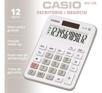 Imagem de Calculadora Casio De Mesa Pequena 12 Digitos Branca Mx12bw Branco