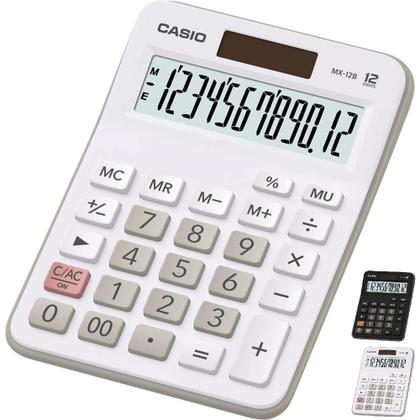 Imagem de Calculadora Casio MX-12B Branca 12 Dígitos De Mesa Visor Extra Grande Digitação Simultânea de Teclas
