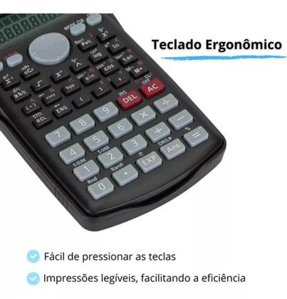 Imagem de Calculadora Cientifica 240 Funções 10 Dig 2 Linhas Com Capa