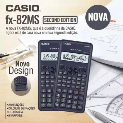 Imagem de Calculadora Científica Casio FX-82MS 2-S4-DH 2ª Edição S-VPAM 240 Funções Preta