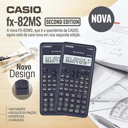 Imagem de Calculadora Científica Casio FX-82MS 2ª Edição 240 Funções S-V.P.A.M. com Capa Preta