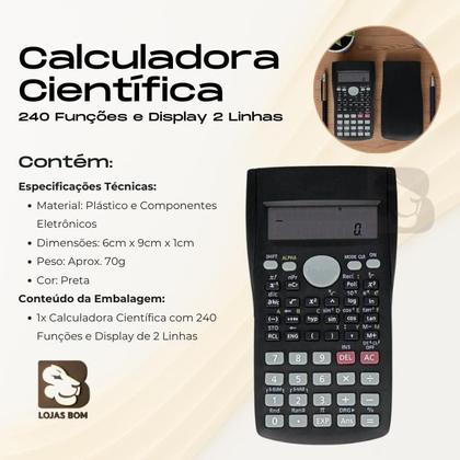 Imagem de Calculadora Científica Multifuncional Visor Operações Matemáticas Avançadas Funções Trigonométricas
