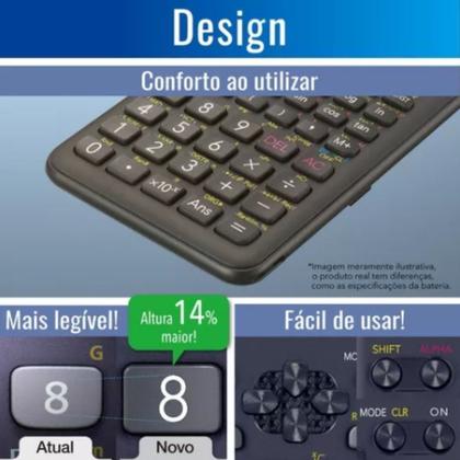 Imagem de Calculadora Científica Original Casio FX-82MS DH 2nd Edition 240 Funções SVPAM Preta AAA