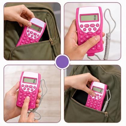 Imagem de Calculadora Colorida Portátil 8 Dígitos com Cordão Mini Calculadora Escolar De Bolso