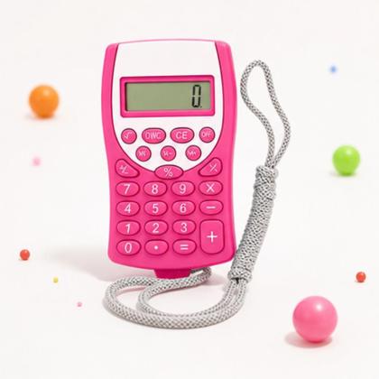 Imagem de Calculadora Colorida Portátil 8 Dígitos com Cordão Mini Calculadora Escolar De Bolso