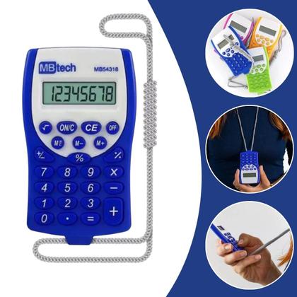 Imagem de Calculadora Colorida Portátil 8 Dígitos com Cordão Mini Calculadora Escolar De Bolso Leve Prática
