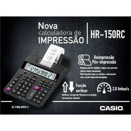 Imagem de Calculadora Com Bobina 12 Dígitos Preta - Hr-150rc-b-dc